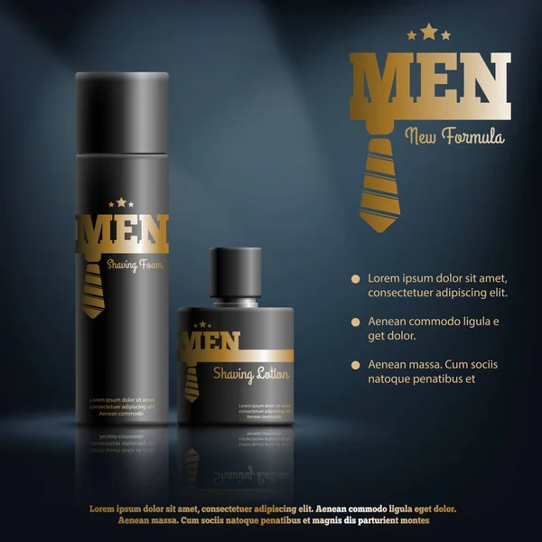 Mens rasatura Cosmetici Composizione realistica — Vettoriale Stock