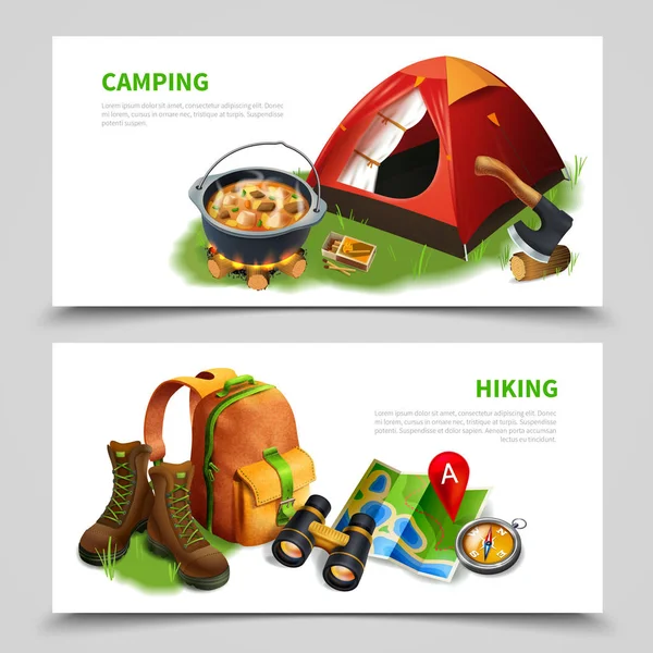 Camping Realistic Flyer Set — Stock Vector