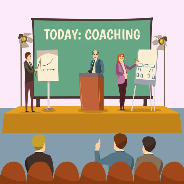 Ilustración de la conferencia de coaching — Vector de stock
