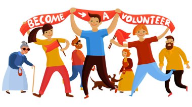 Young Volunteering Enthusiasts Composition clipart