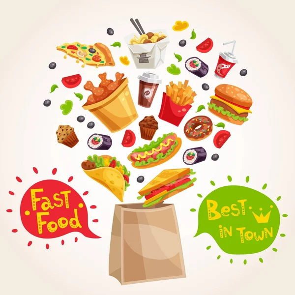 Fast Food Advertising Composition — Stock Vector