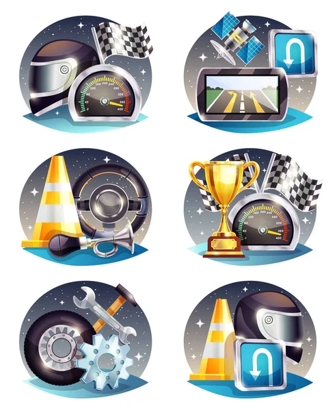 Auto Racing Compositions Set — Stock Vector
