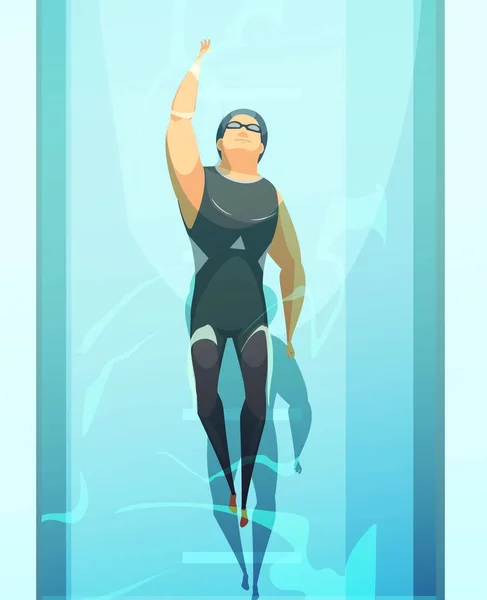 Swimmer Retro Cartoon Composition