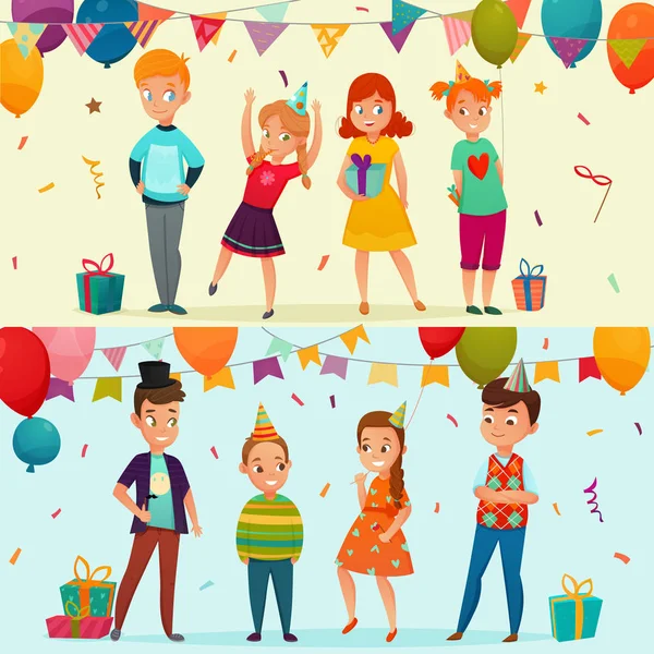 Ensemble de bannière de fête pour enfants — Image vectorielle