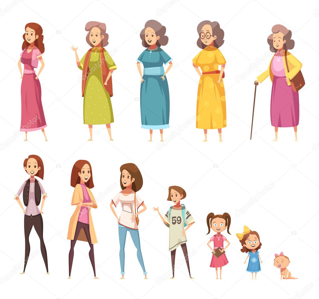  Women Generation Decorative Icons Set 