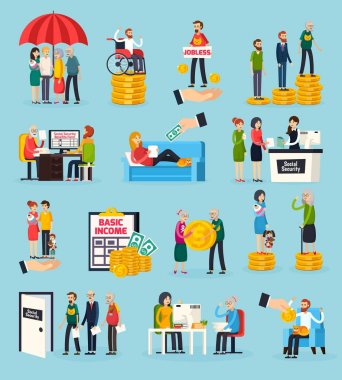 Social Security Orthogonal Icons Set clipart