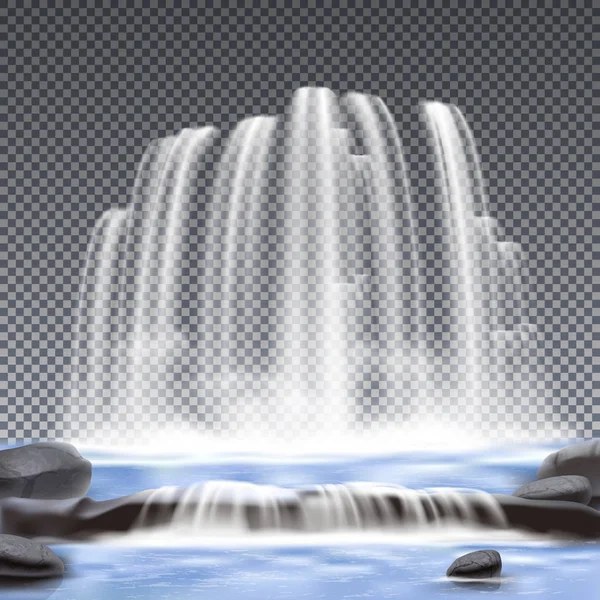 Watervallen realistische transparante achtergrond — Stockvector