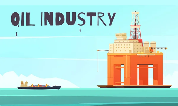 Plataforma Offshore Composición Industrial — Archivo Imágenes Vectoriales