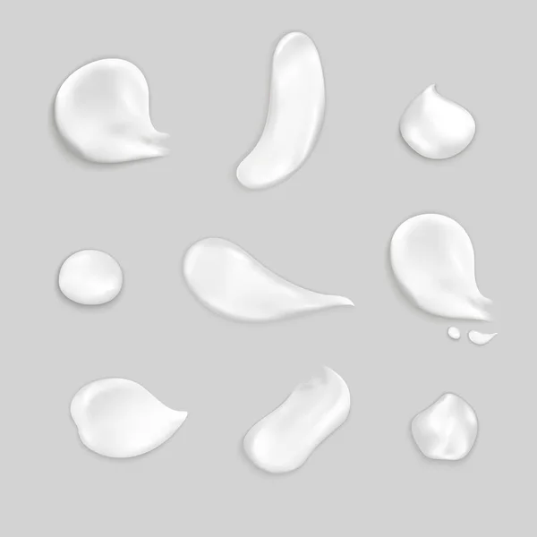 Conjunto de iconos realistas de frotis de crema cosmética — Vector de stock