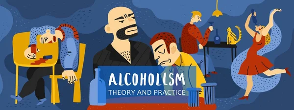 Adicción al alcohol Ilustración — Vector de stock