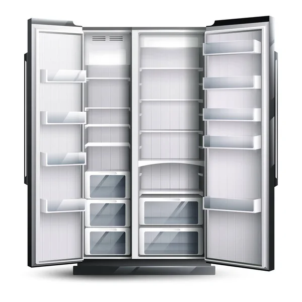 Nyitott szélesebb üres hűtőszekrény — Stock Vector