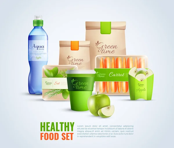 Gezond voedsel verpakking sjabloon illustratie — Stockvector