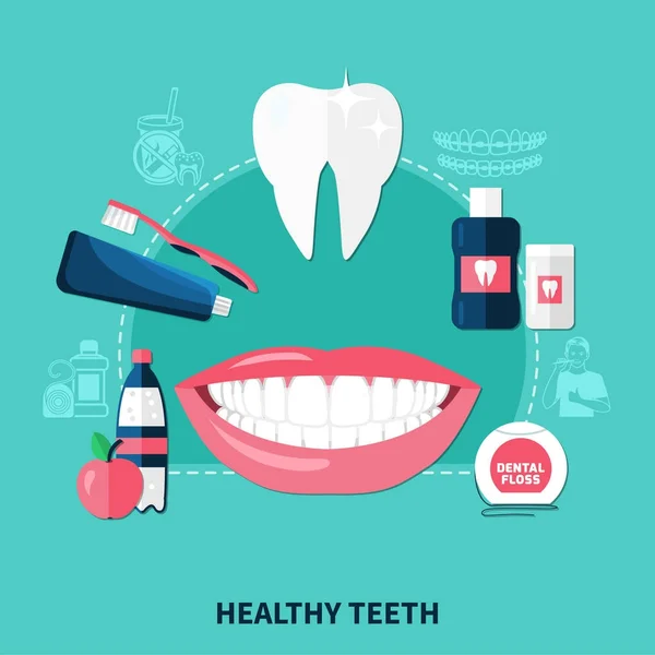 Conceito de Design de Dentes Saudáveis — Vetor de Stock