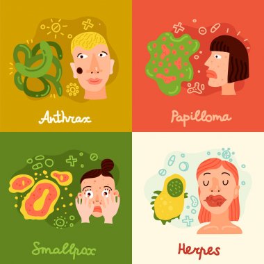  Human Viruses Concept Icons Set clipart