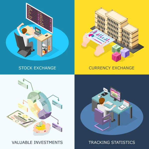 Stock Exchange 2x2 Design Concept — Stock Vector
