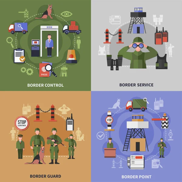 Set de iconos Border Guard 2x2 — Vector de stock