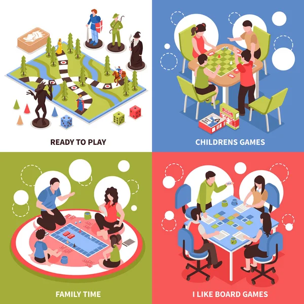 Jeux de société Isometric Design Concept — Image vectorielle