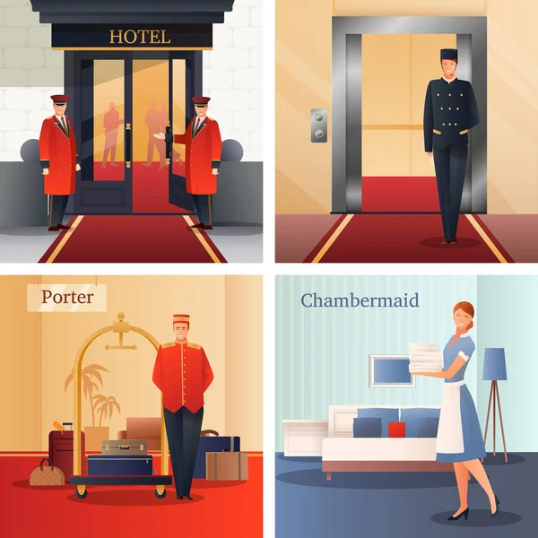 Концепция дизайна персонала отеля — стоковый вектор