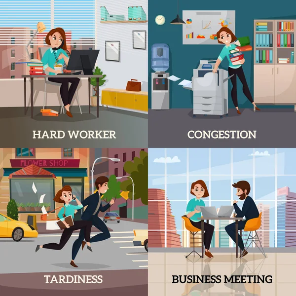 Multitasking 2 x 2 koncepció — Stock Vector