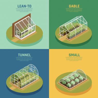 Greenhouse Hothouse Conservatory Isometric Set clipart