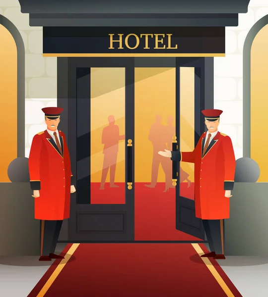 Hotel Doormen Flat Composición — Vector de stock