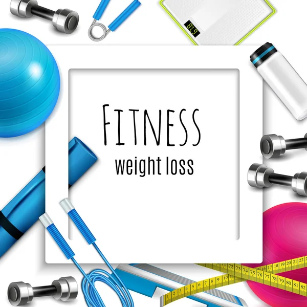 Weight Loss Fitness Realistic Frame — Stock Vector