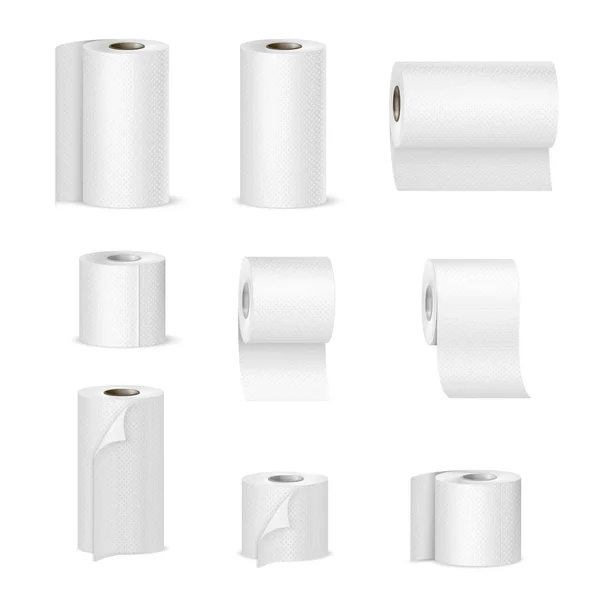 Serviettes en papier Rouleaux de toilette réalistes — Image vectorielle