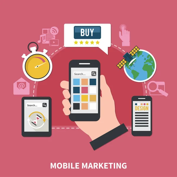 Composizione Mobile Marketing — Vettoriale Stock