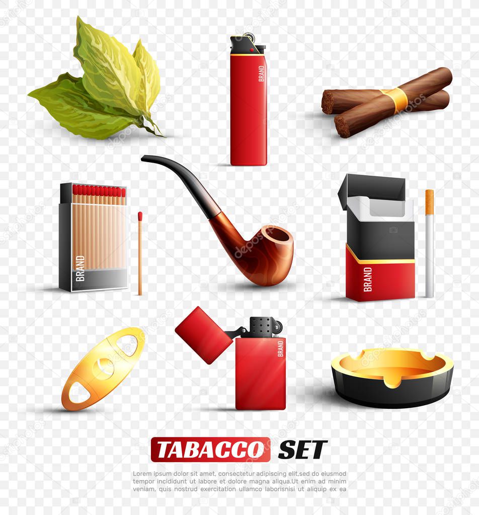 Tobacco Products Transparent Background Set