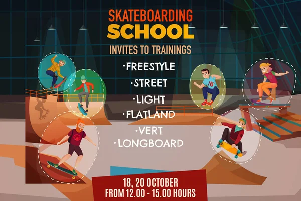 Poster Sekolah Skateboarding - Stok Vektor