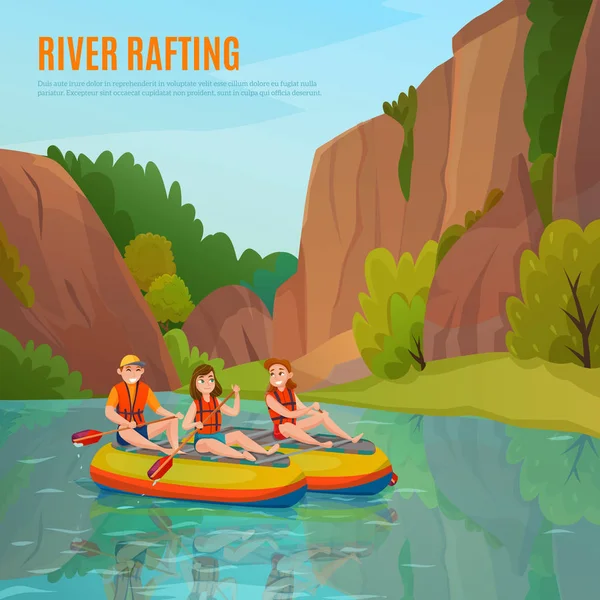 River Rafting im Freien Zusammensetzung — Stockvektor
