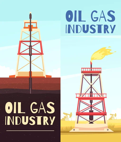 Oil Refining Venture Banners — Stock Vector