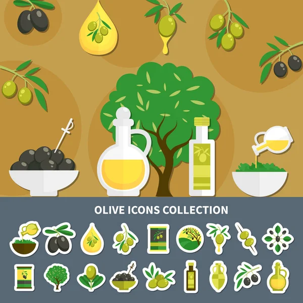 คอลเลกชันไอคอนมะกอก — ภาพเวกเตอร์สต็อก