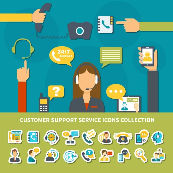 Klant Support Service Icons collectie — Stockvector