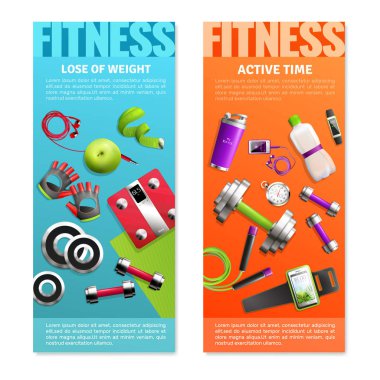 Fitness Spor salonu dikey afiş kümesi