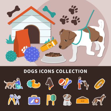 Köpekler Icon Set arka plan