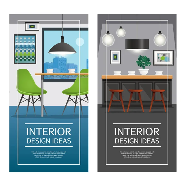 Küche Interior Design vertikale Banner — Stockvektor