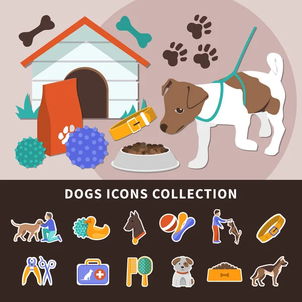 Perros icono conjunto fondo — Archivo Imágenes Vectoriales