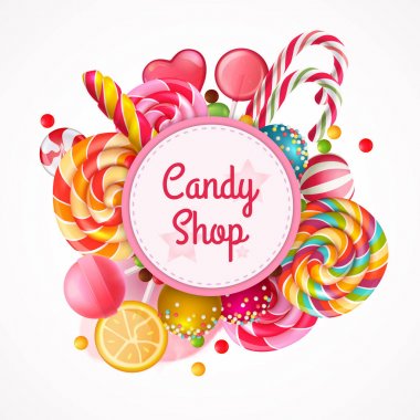 Candy Shop yuvarlak çerçeve arka plan