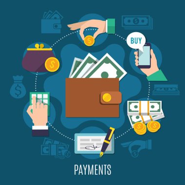 Karanlık para düz kompozisyon