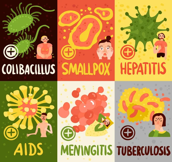 Human Viruses Cards Set — Stock Vector