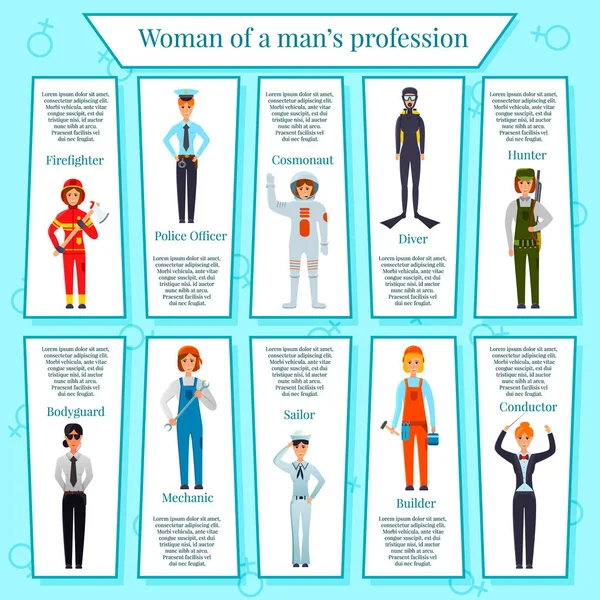 Kvinna yrken Infographics — Stock vektor