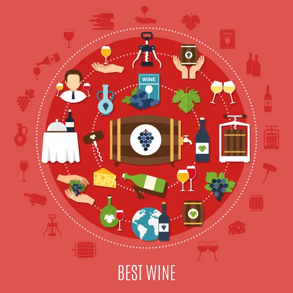 Meilleur vin Concept plat — Image vectorielle