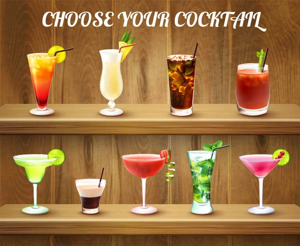 Cocktail dranken keuze samenstelling — Stockvector