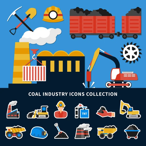 Mijnbouw Icons collectie — Stockvector