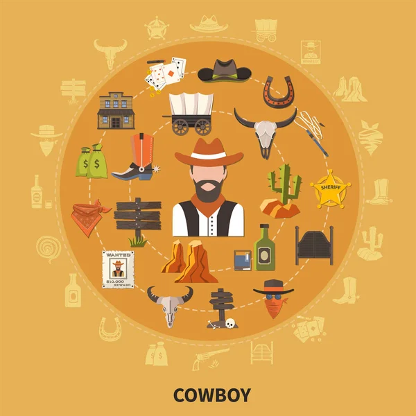 Cowboy ronde samenstelling — Stockvector