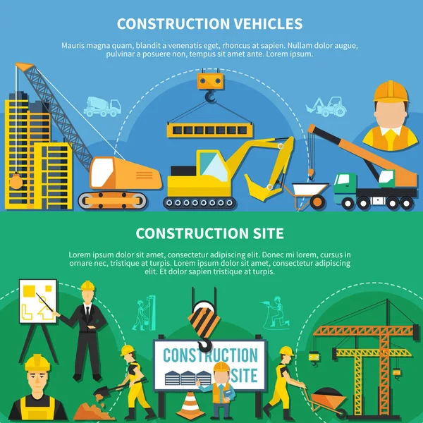 Twee Construction Worker Banner Set — Stockvector