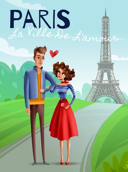 Παρίσι καρτούν εικονογράφηση φορέα — Διανυσματικό Αρχείο