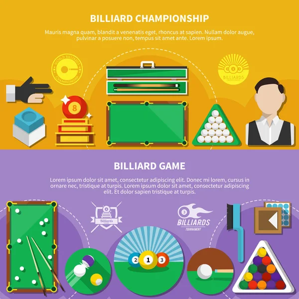 Billard-Spiel horizontale Banner — Stockvektor