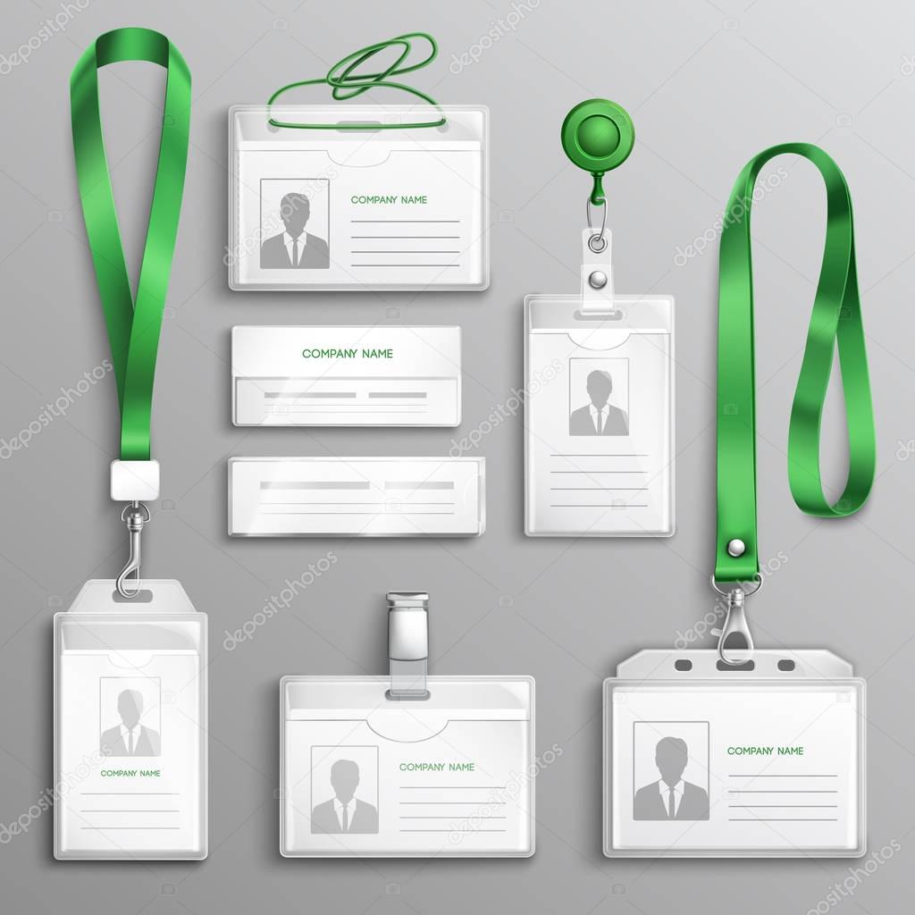 Id Cards Badges Realistic Set 